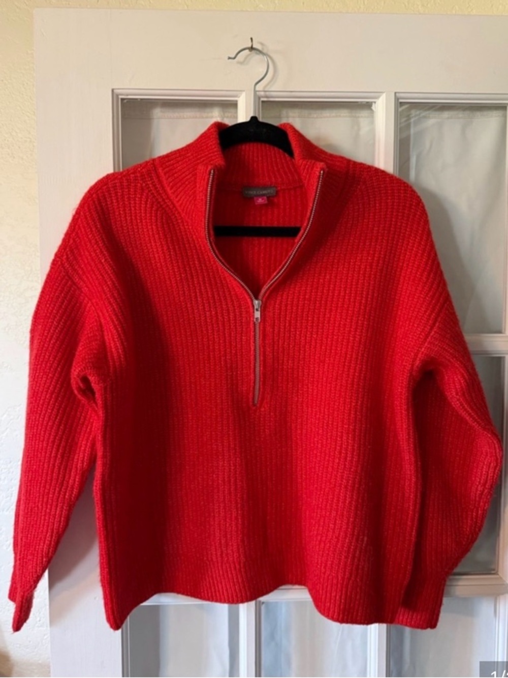 Vince Camuto Bright Red Half-Zip Turtleneck Sweater